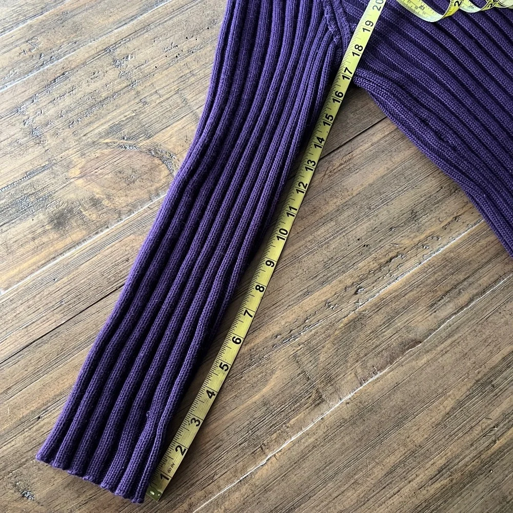 Purple Ribbed Zip Up Cardigan - Picture 10 of 11